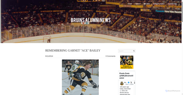 Security scan screenshot of https://www.bostonbruinsalumni.com/news/remembering-garnet-ace-bailey