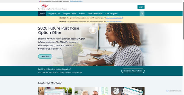 Security scan screenshot of https://www.ltcfeds.gov/