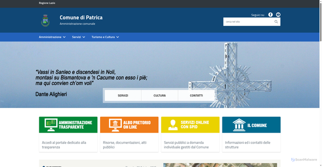 Security scan screenshot of https://www.comune.patrica.fr.it/