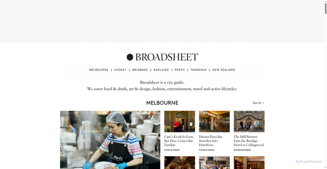 Security scan screenshot of https://broadsheet.com.au