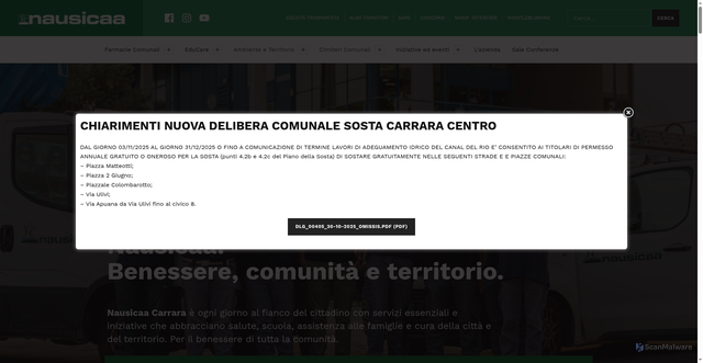 Security scan screenshot of https://www.nausicaacarrara.it/