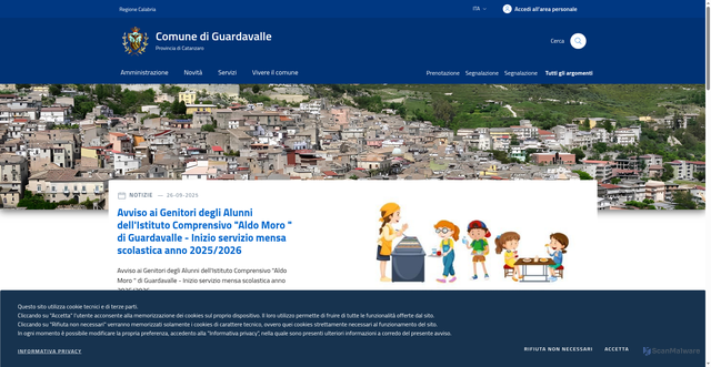 Security scan screenshot of https://comune.guardavalle.cz.it/