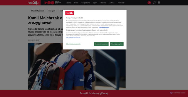 Security scan screenshot of https://polskieradio24.pl/artykul/3572486,kamil-majchrzak-o-kreczu-na-us-open-to-dlatego-zrezygnowal