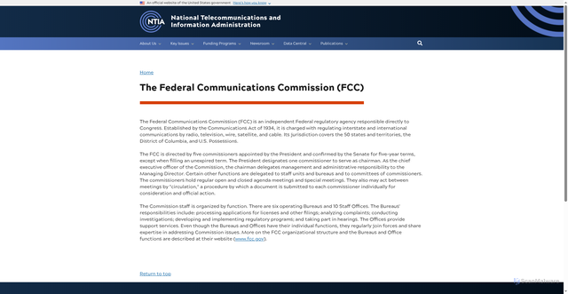 Security scan screenshot of https://www.ntia.gov/book-page/federal-communications-commission-fcc