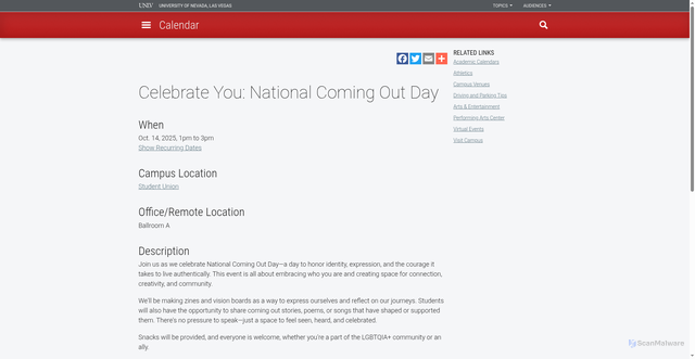 Security scan screenshot of https://www.unlv.edu/event/celebrate-you-national-coming-out-day