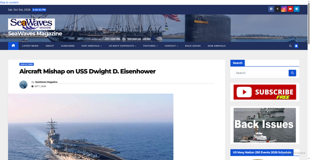 Security scan screenshot of https://seawaves.com/aircraft-mishap-on-uss-dwight-d-eisenhower/