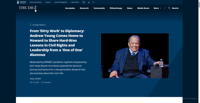Security scan screenshot of https://thedig.howard.edu/all-stories/dirty-work-diplomacy-andrew-young-comes-home-howard-share-hard-won-lessons-civil-rights-and