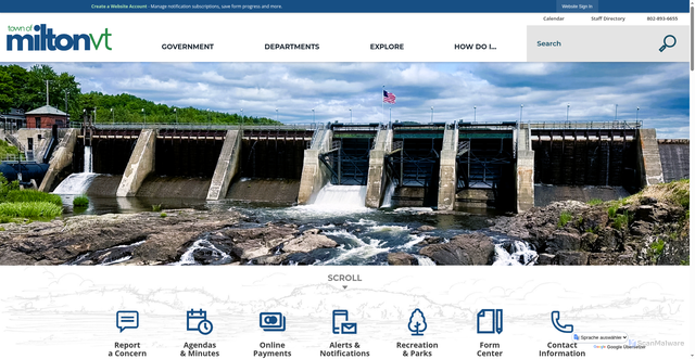 Security scan screenshot of https://miltonvt.gov/