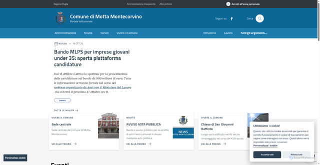 Security scan screenshot of https://www.comune.mottamontecorvino.fg.it/