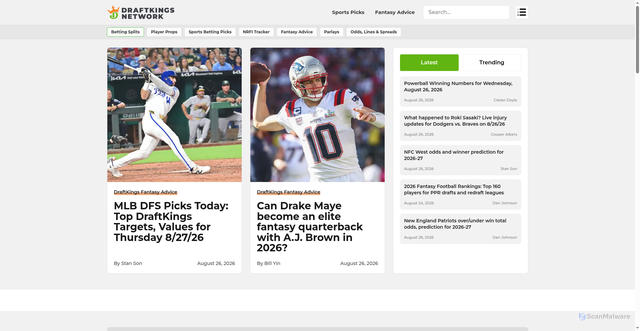 Security scan screenshot of https://dknetwork.draftkings.com