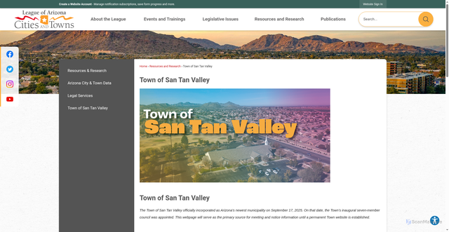 Security scan screenshot of https://azleague.org/543/Town-of-San-Tan-Valley