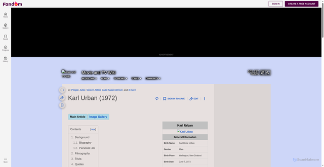 Security scan screenshot of https://to-hollywood-and-beyond.fandom.com/wiki/Karl_Urban_(1972)
