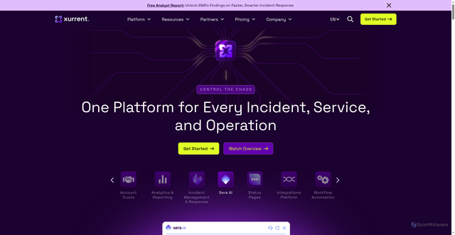 Security scan screenshot of https://xurrent.com