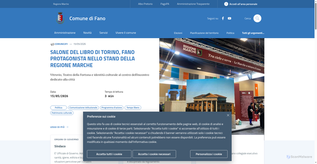 Security scan screenshot of https://www.comune.fano.pu.it/