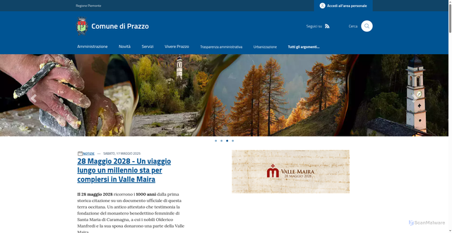 Security scan screenshot of https://www.comune.prazzo.cn.it/