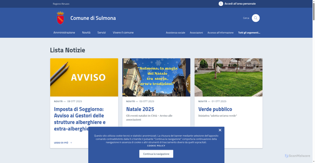 Security scan screenshot of https://comune.sulmona.aq.it/