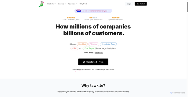 Security scan screenshot of https://tawk.to