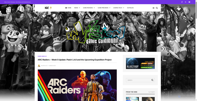 Security scan screenshot of https://invisioncommunity.co.uk/arc-raiders-week-5-update-patch-1-4-0-and-the-upcoming-expedition-project/