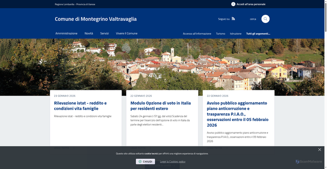Security scan screenshot of https://www.comune.montegrino-valtravaglia.va.it/it-it/home