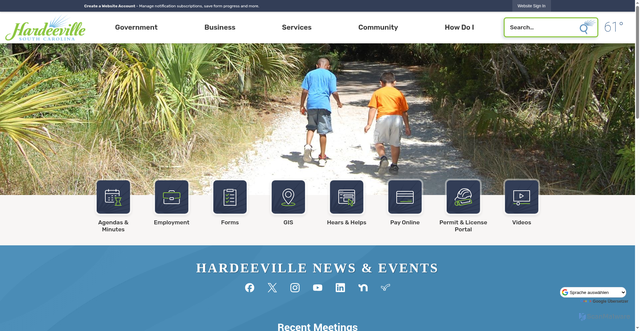 Security scan screenshot of https://hardeevillesc.gov/