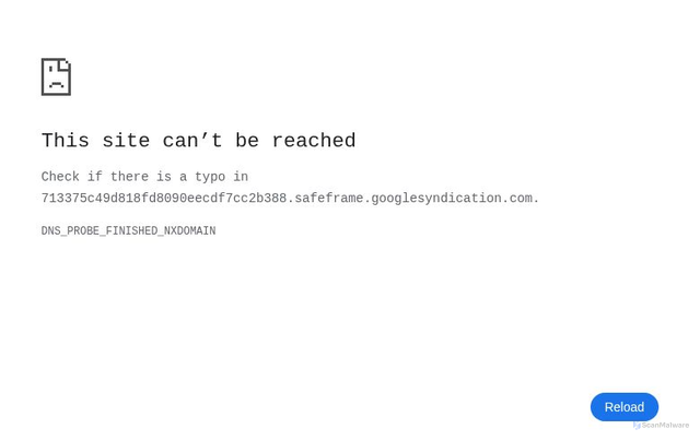 Security scan screenshot of https://713375c49d818fd8090eecdf7cc2b388.safeframe.googlesyndication.com/