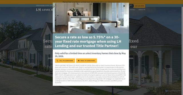 Security scan screenshot of https://www.levelhomeslifestyle.com/