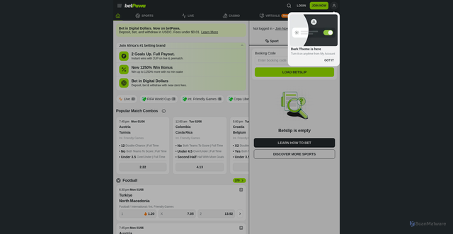 Security scan screenshot of https://betpawa.ng