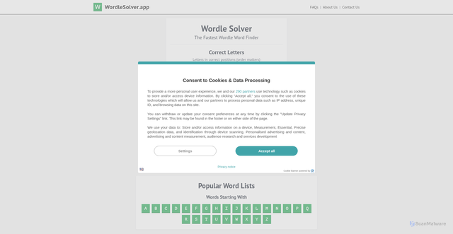 Security scan screenshot of https://wordlesolver.app/