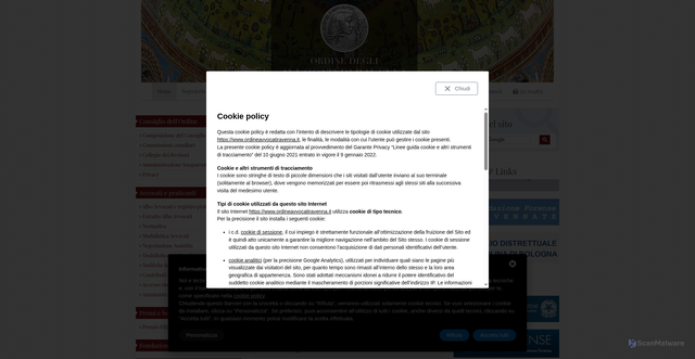 Security scan screenshot of https://www.ordineavvocatiravenna.it/