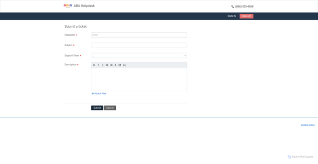 Security scan screenshot of https://support.kadiant.com/support/tickets/new