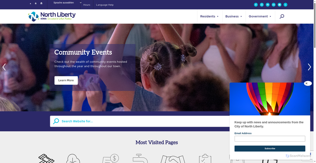Security scan screenshot of https://northlibertyiowa.org/