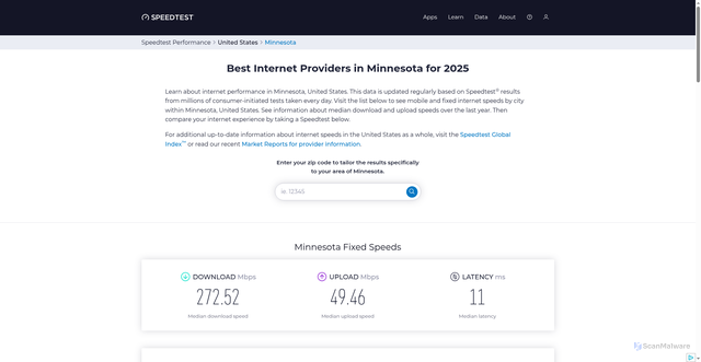 Security scan screenshot of https://sihao1.pages.dev/performance/united-states/minnesota