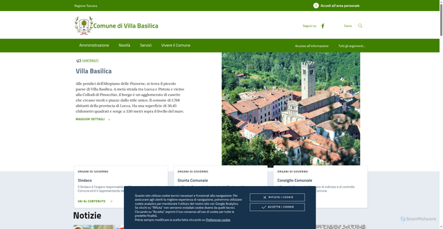 Security scan screenshot of https://www.comune.villabasilica.lu.it