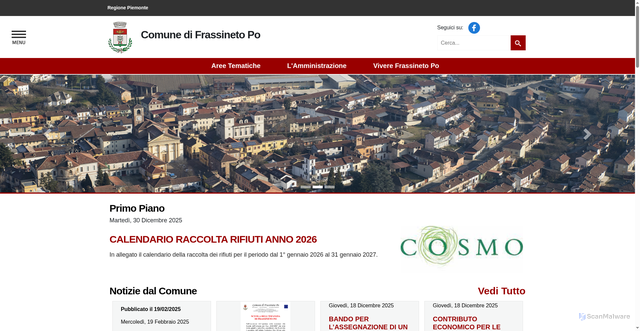 Security scan screenshot of https://www.comune.frassinetopo.al.it/