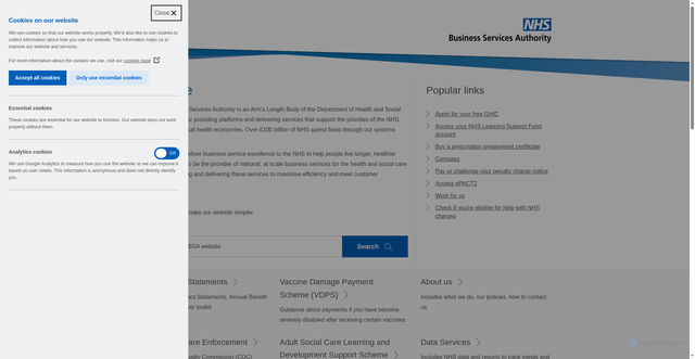 Security scan screenshot of https://www.nhsbsa.nhs.uk/