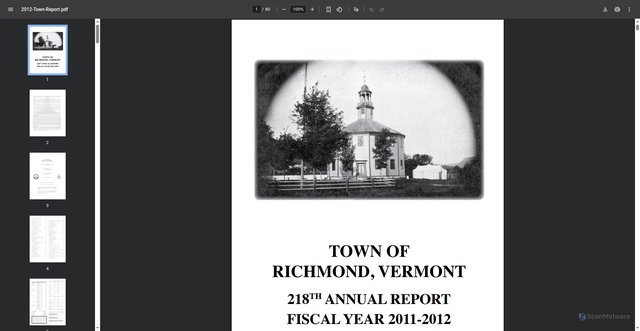 Security scan screenshot of https://www.richmondvt.gov/fileadmin/files/Archive/2014/03/2012-Town-Report.pdf