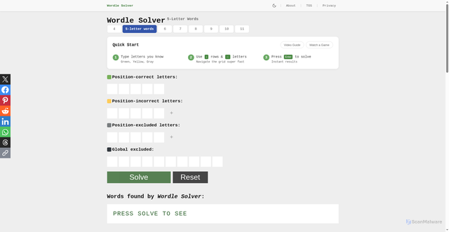 Security scan screenshot of https://wordlesolver.pro/