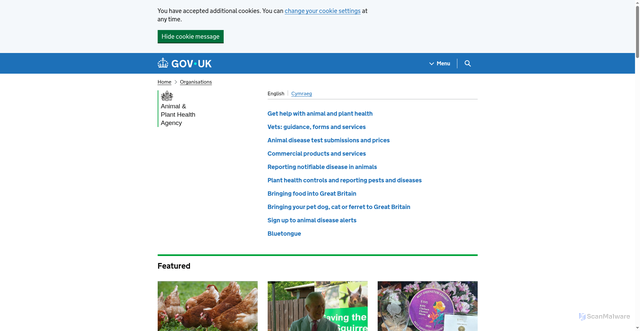 Security scan screenshot of http://www.defra.gov.uk/ahvla