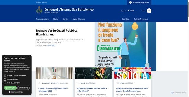 Security scan screenshot of https://www.comune.almennosanbartolomeo.bergamo.it