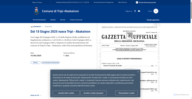 Security scan screenshot of https://www.comune.tripi.me.it/