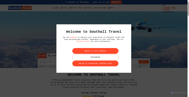 Security scan screenshot of https://southalltravel.co.uk