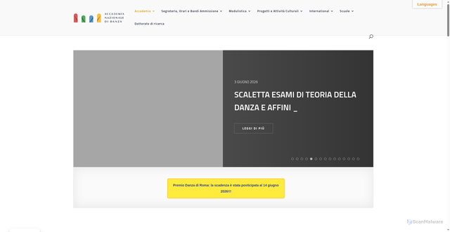 Security scan screenshot of https://www.accademianazionaledanza.it