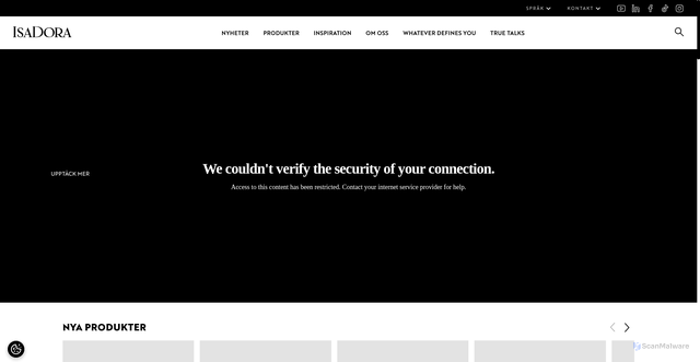 Security scan screenshot of https://isadora.se