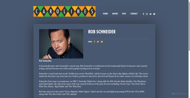Security scan screenshot of https://www.carolines.com/attraction/rob-schneider/