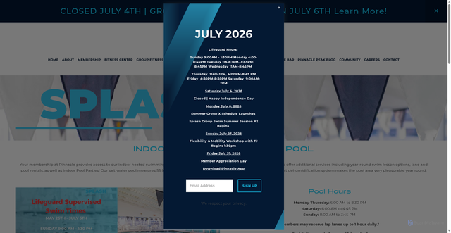 Security scan screenshot of https://www.pinnacle-nj.com/aquatics-program