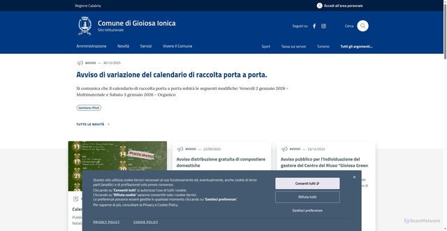 Security scan screenshot of https://www.comune.gioiosaionica.rc.it/