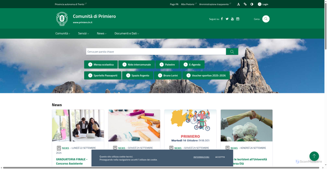 Security scan screenshot of https://www.primiero.tn.it/