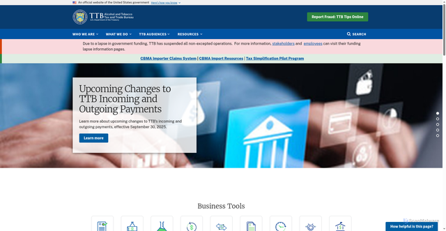 Security scan screenshot of https://www.ttb.gov/