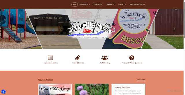 Security scan screenshot of https://townofwinchesterwi.gov/