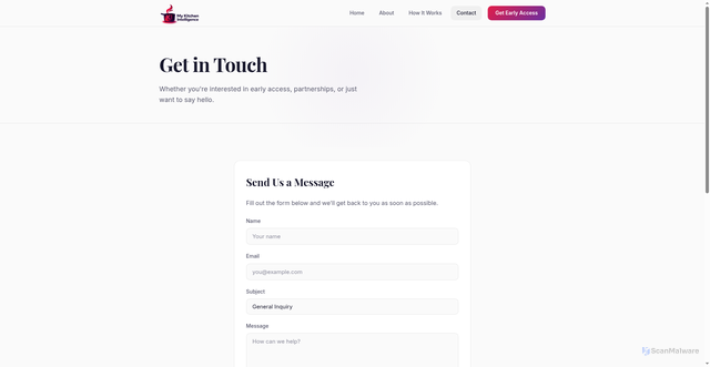 Security scan screenshot of https://mykitchenintelligence.com/contact.html